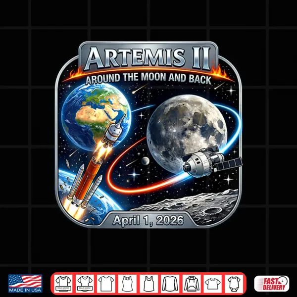 Design Artemis 2 Space Rocket Launch Round to The Moon and Back Shirt