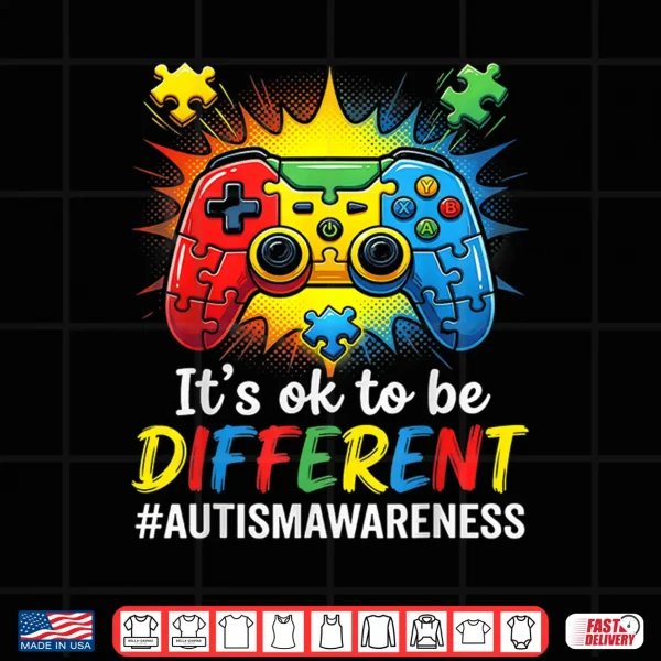 Design Autism Awareness Gamer Puzzle Autism Blue Support Shirt