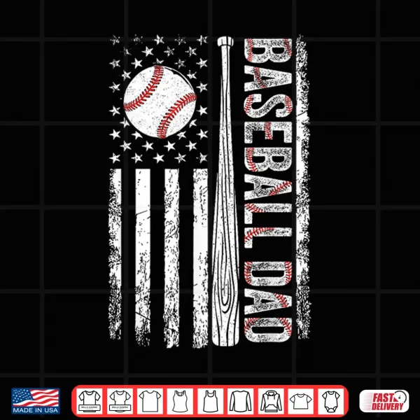 Design Baseball Dad American Flag Patriotic Fathers Day USA Flag Shirt