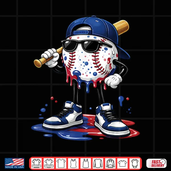 Design Baseball Drip Ice Cream Apparel Youth Boys Teens Kids Men Shirt