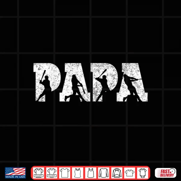 Design Baseball Papa Baseball Men Fathers Day Vintage Shirt