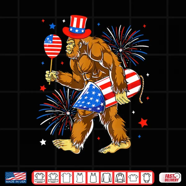 Bigfoot Firework American Flag Bigfoot 4Th Of July Sasquatch Shirt 4 Design Bigfoot Firework American Flag Bigfoot 4th of July Sasquatch Shirt