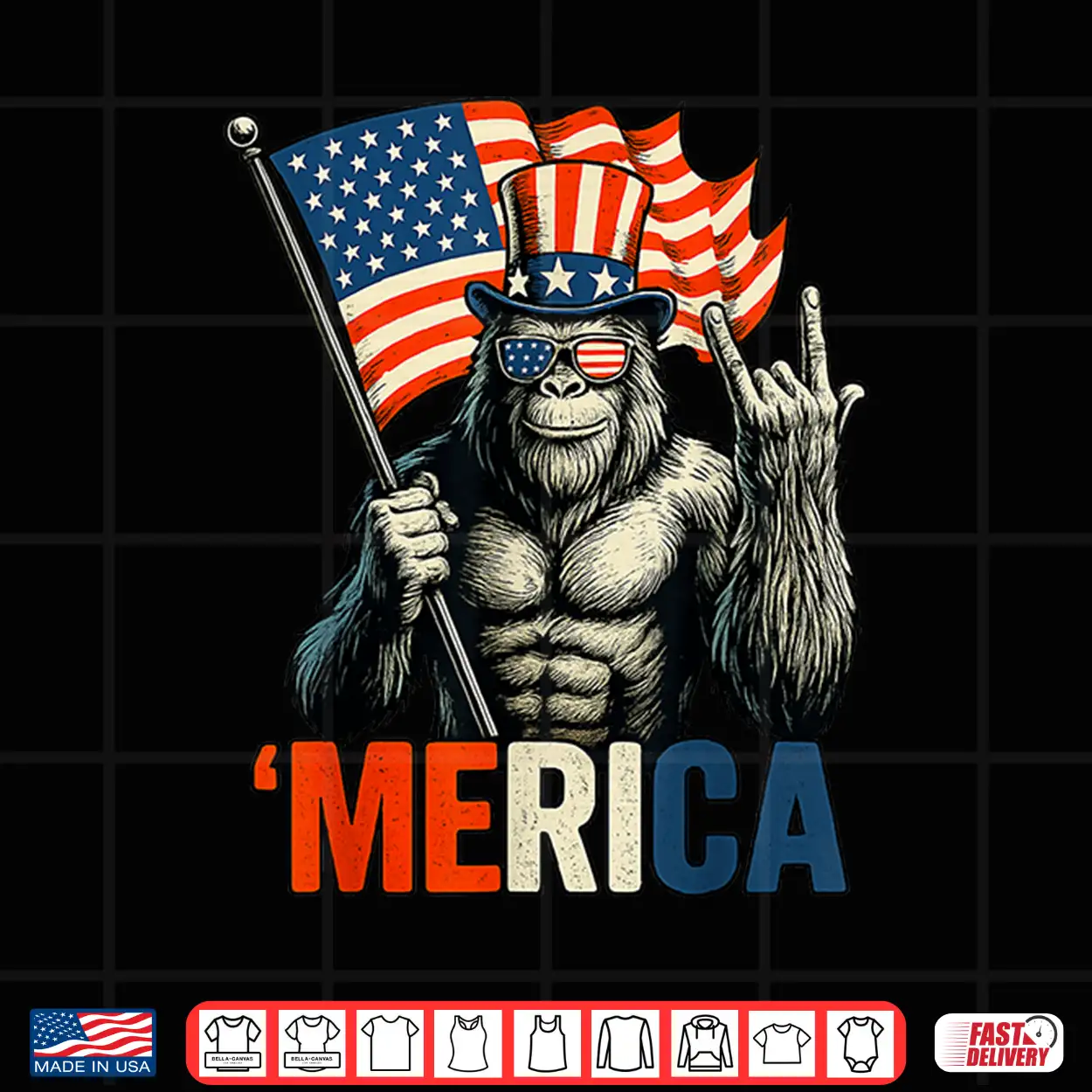 Bigfoot Rock & Roll ‘Merica Usa American Flag 4Th Of July Shirt Bigfoot Rock & Roll ‘Merica Usa American Flag 4Th Of July Shirt