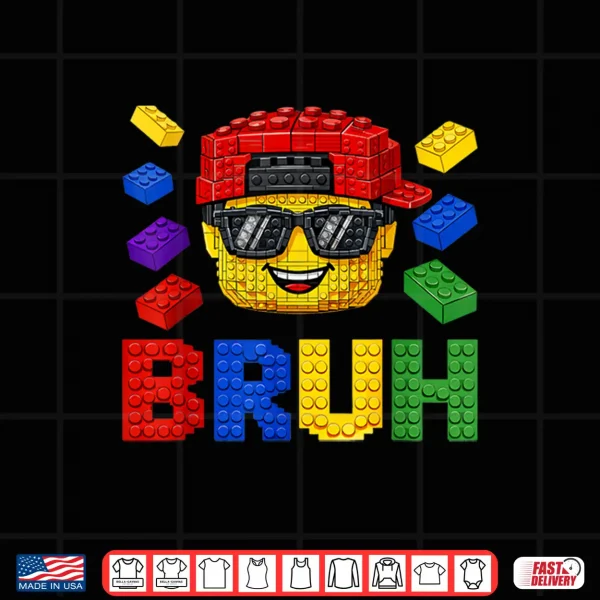 Design Bruh Building Blocks Bricks Boy Funny Smile Face Boys Kids Shirt