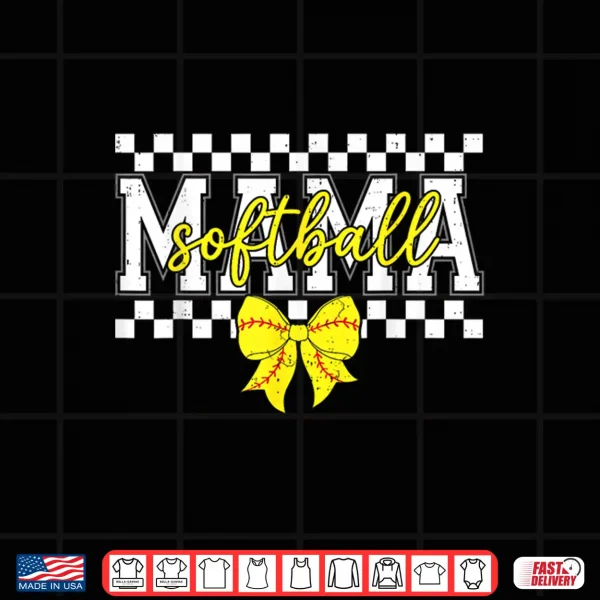 Design Checkered Softball Mama Cheer Mom Mothers Day Game Day Shirt