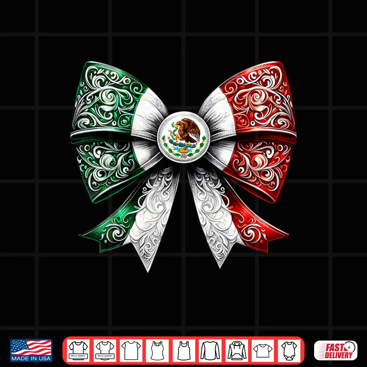 Coquette Ribbon Bow Mexican Flag Festive Latino Pride Shirt Coquette Ribbon Bow Mexican Flag Festive Latino Pride Shirt