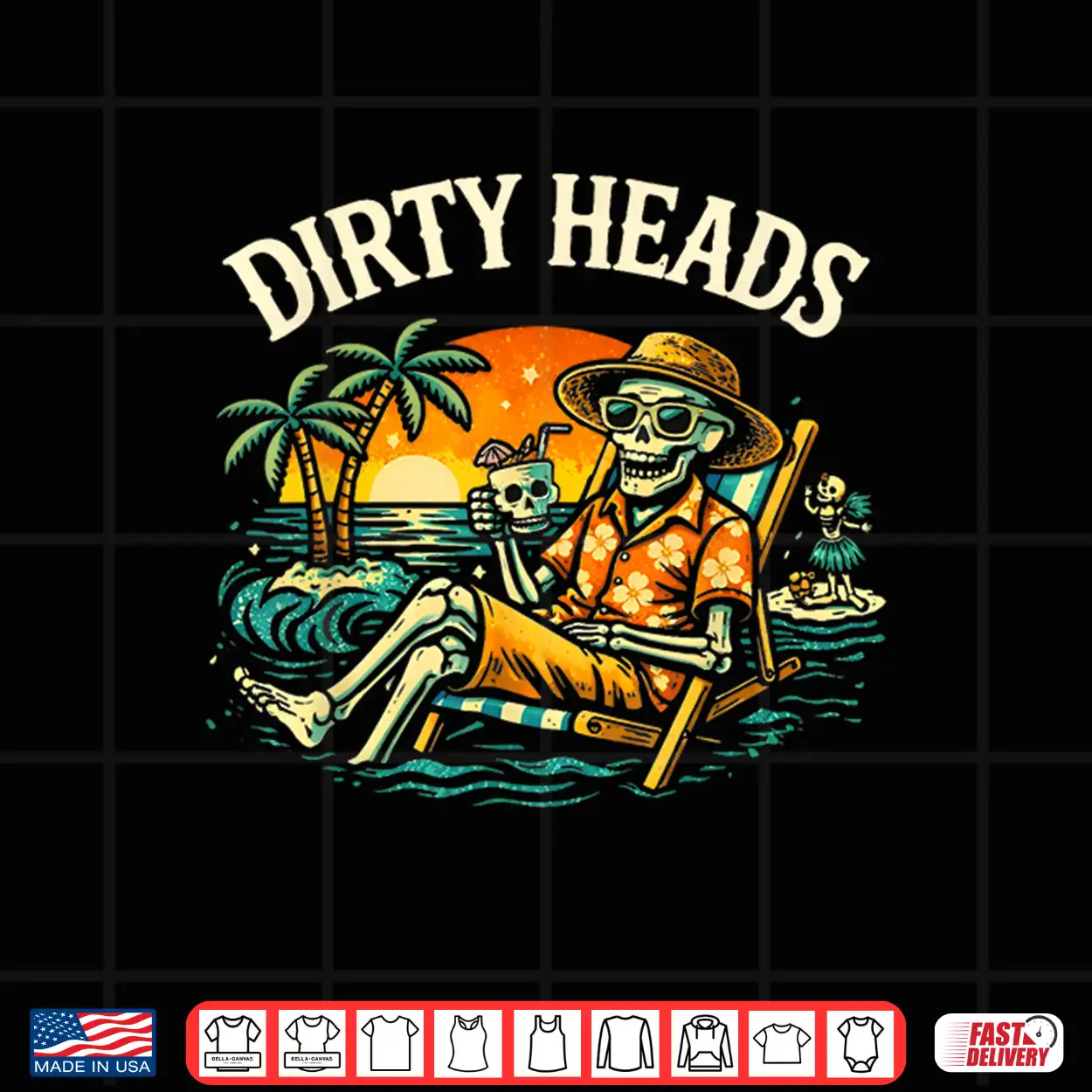 Dirty Heads Skeleton Beach Summer Vacation Shirt Dirty Heads Skeleton Beach Summer Vacation Shirt