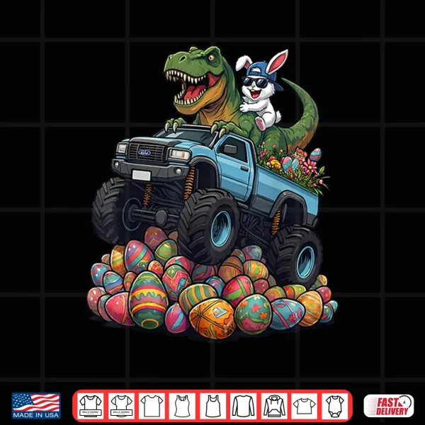 Easter Bunny Dinosaur Monster Truck Boys Kids Shirt 4 Design Easter Bunny Dinosaur Monster Truck Boys Kids Shirt