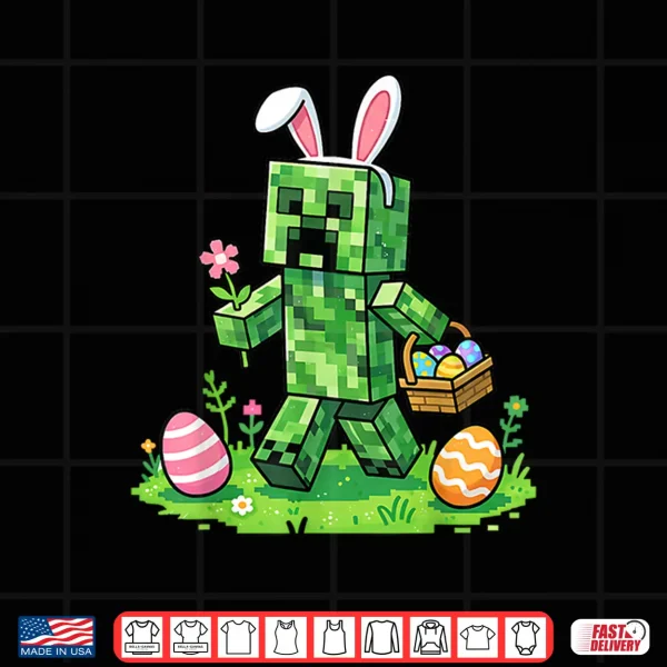 Design Easter Pixel Gaming Bunny Egg Hunting Boys Kids Youth Men Shirt