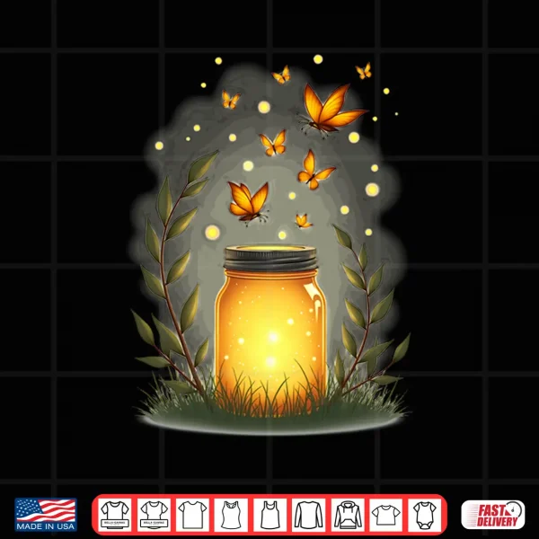 Design Fireflies in A Jar Nature Lover Glowing Insects Summer Night Shirt