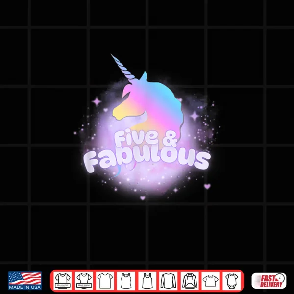 Design Five and Fabulous Pastel Rainbow Mystical Unicorn Birthday Shirt