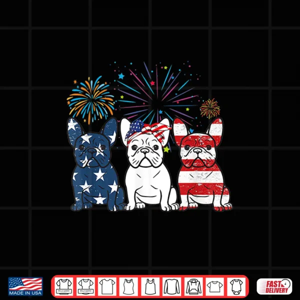 Design French Bulldog American Flag 4th Of July Independence Day Shirt