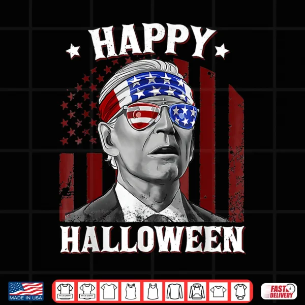 Design Funny Biden 4th Of July Happy Halloween American US Flag Shirt