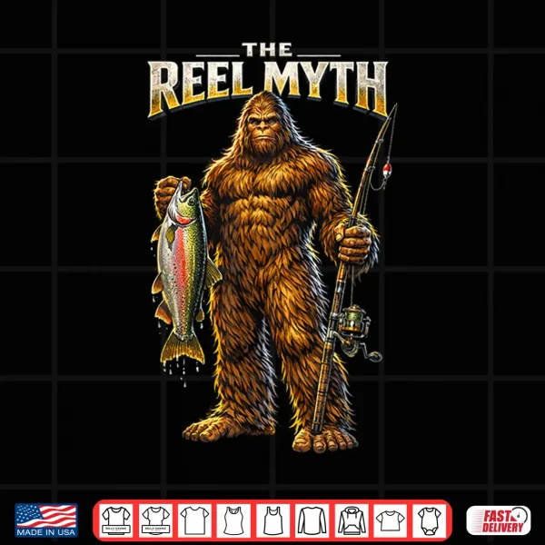 Design Funny Bigfoot Sasquatch Bass Fishing Outdoor Fathers Day Shirt