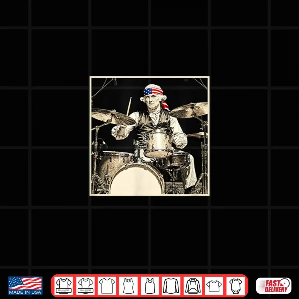 Design George Washington Playing Drums Funny Historical Rocker Shirt