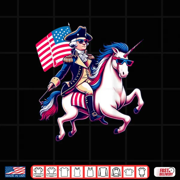 Design George Washington Riding A Unicorn 4th of July vintage kids Shirt