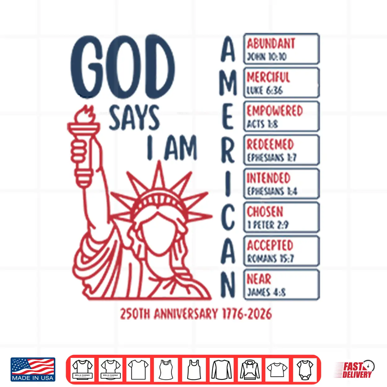 God Says I Am American 250Th Anniversary 1776 2026 Shirt God Says I Am American 250Th Anniversary 1776 2026 Shirt