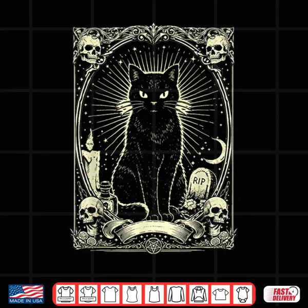 Design Gothic Black Cat Vintage Design Shirt