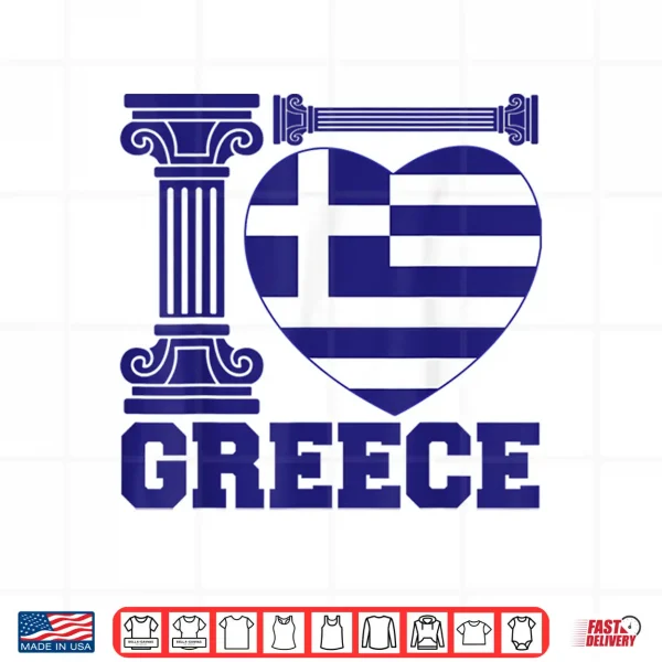 Greece Independence Day I Love Greece Flag Heart Kid Women Shirt 4 Design Greece Independence Day I Love Greece Flag Heart Kid Women Shirt