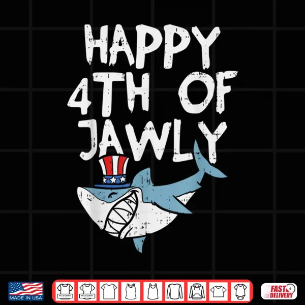 Design Happy 4th Of Jawly Shark Animal 4th Of July USA Patriot Boy Shirt