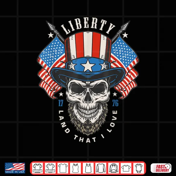 Design Independence Day 4th July USA Flag America Liberty Skull Shirt