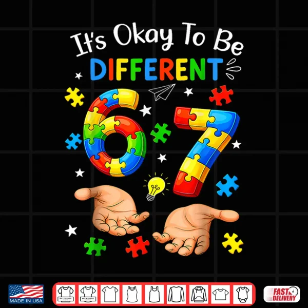 Design Its Okay to Be Different 67 Hand Signs Autism Awareness Kid Shirt