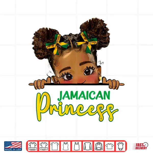 Jamaican Princess Messy Bun Girl Kids Toddlers Jamaica Flag Shirt 4 Design Jamaican Princess Messy Bun Girl Kids Toddlers Jamaica Flag Shirt