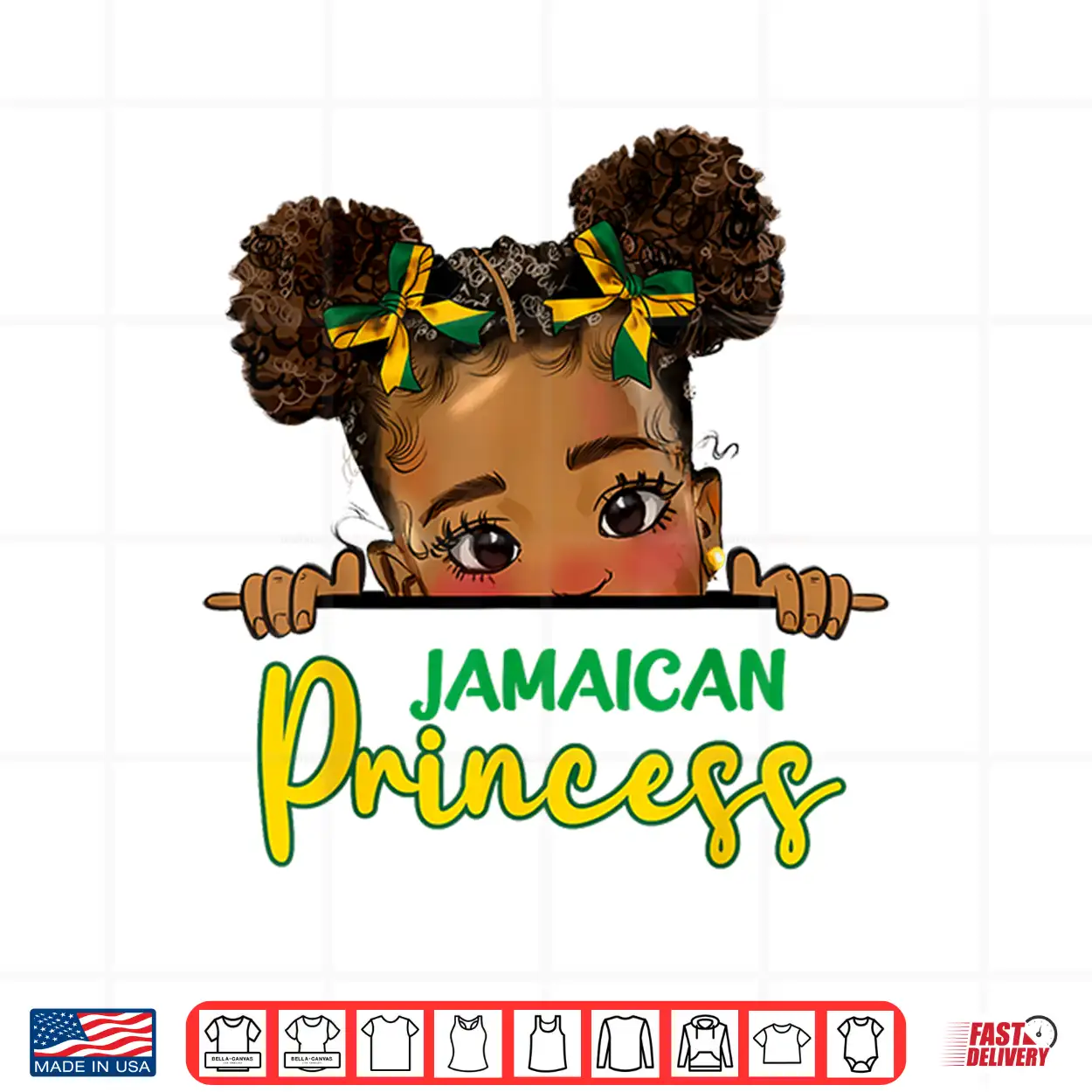 Jamaican Princess Messy Bun Girl Kids Toddlers Jamaica Flag Shirt Jamaican Princess Messy Bun Girl Kids Toddlers Jamaica Flag Shirt