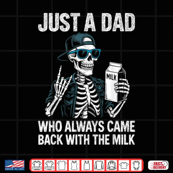 Design Just a Dad Who Always Came Back With The Milk Fathers Day Shirt