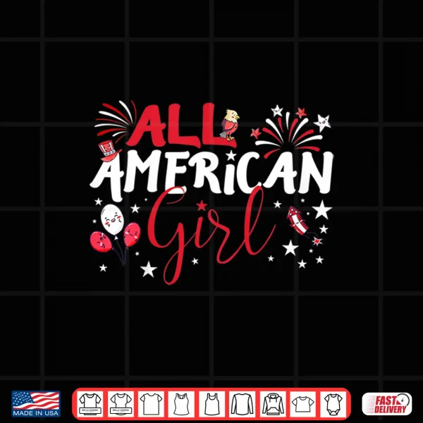 Design Kids All American Girl for Independence Day Girls patriotic Shirt