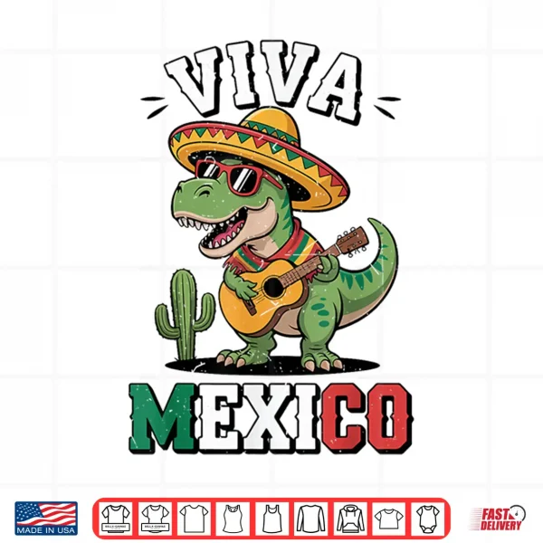 Design Kids Viva Mexico Shirt Boy Mexican Dinosaur Independence Day Shirt