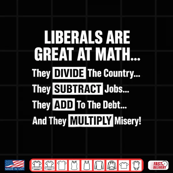 Design Liberals Are Great At Math Political Humor Quote Shirt