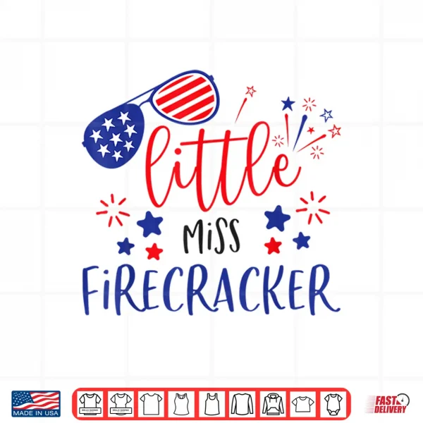 Design Little Miss Firecracker 4th Of July Girl Toddler Outfit 2022 Shirt
