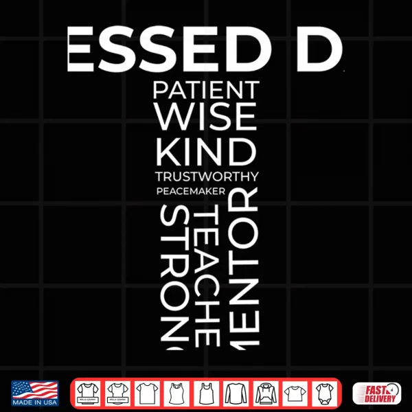 Design Mens Christian Blessed Dad Cross Fathers Day Shirt