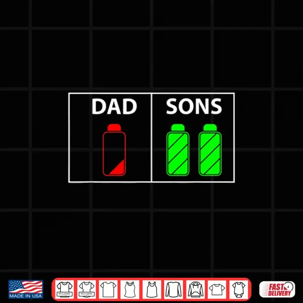 Mens Low Battery Dad Of Two Sons Or Twin Boys Father'S Day Gift Shirt 4 Design Mens Low Battery Dad of Two Sons or Twin Boys Fathers Day Gift Shirt