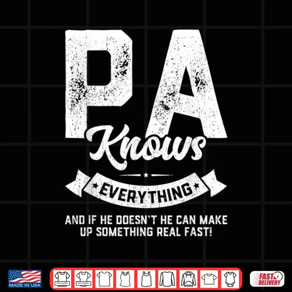 Design Mens Pa Knows Everything Shirt 60th Gift Funny Fathers Day Shirt
