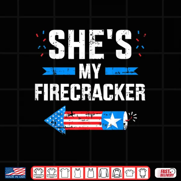 Design Mens Shes my firecracker matching partner for 4th of july couple Shirt