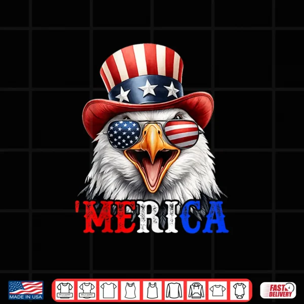Design Merica Bald Eagle Patriotic 4th of July Funny Bird Men Women Shirt