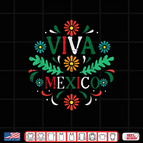 Design Mexican Independence Day Viva Mexico Otomi Girls Kids Women Shirt