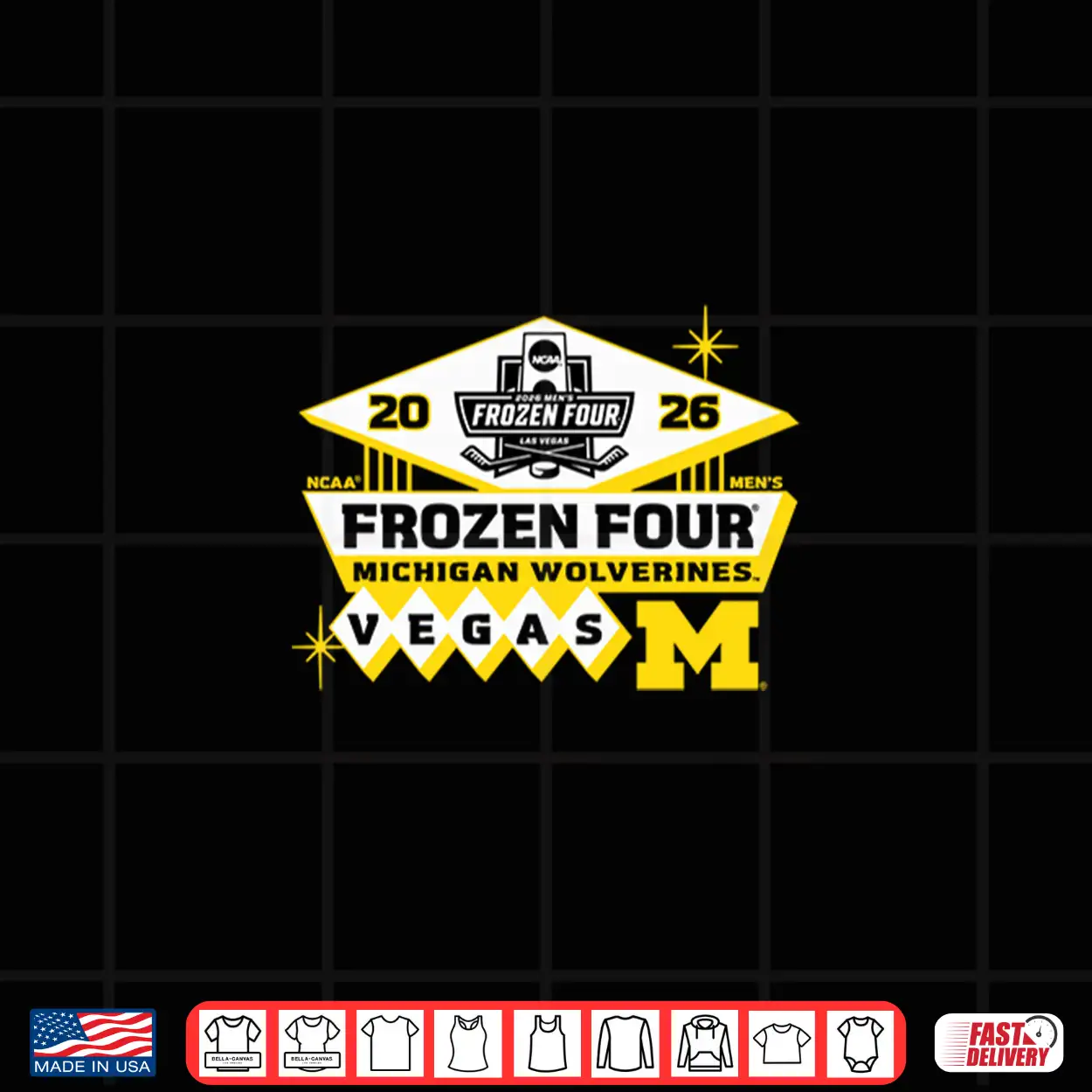 Michigan Wolverines Frozen Four Twenty Twenty Six Hockey Shirt Michigan Wolverines Frozen Four Twenty Twenty Six Hockey Shirt