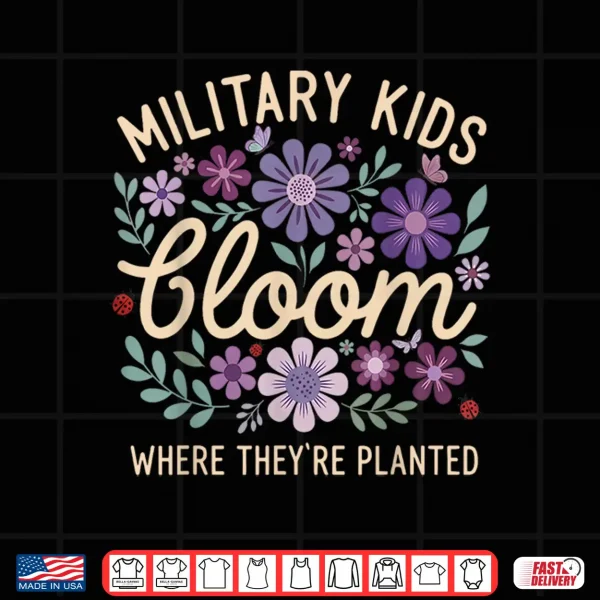 Design Military Kid Dandelion Bloom Where Theyre Planted Purple Up Shirt