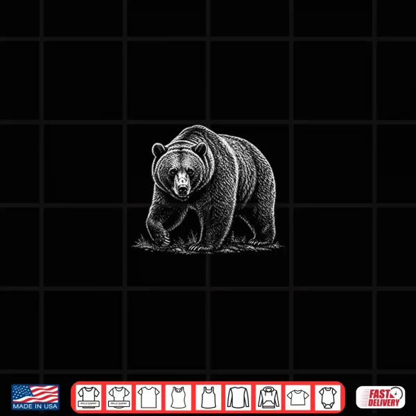 Design Minimal Vintage Bear Graphic Grizzly Wildlife Professional Graphic Shirt