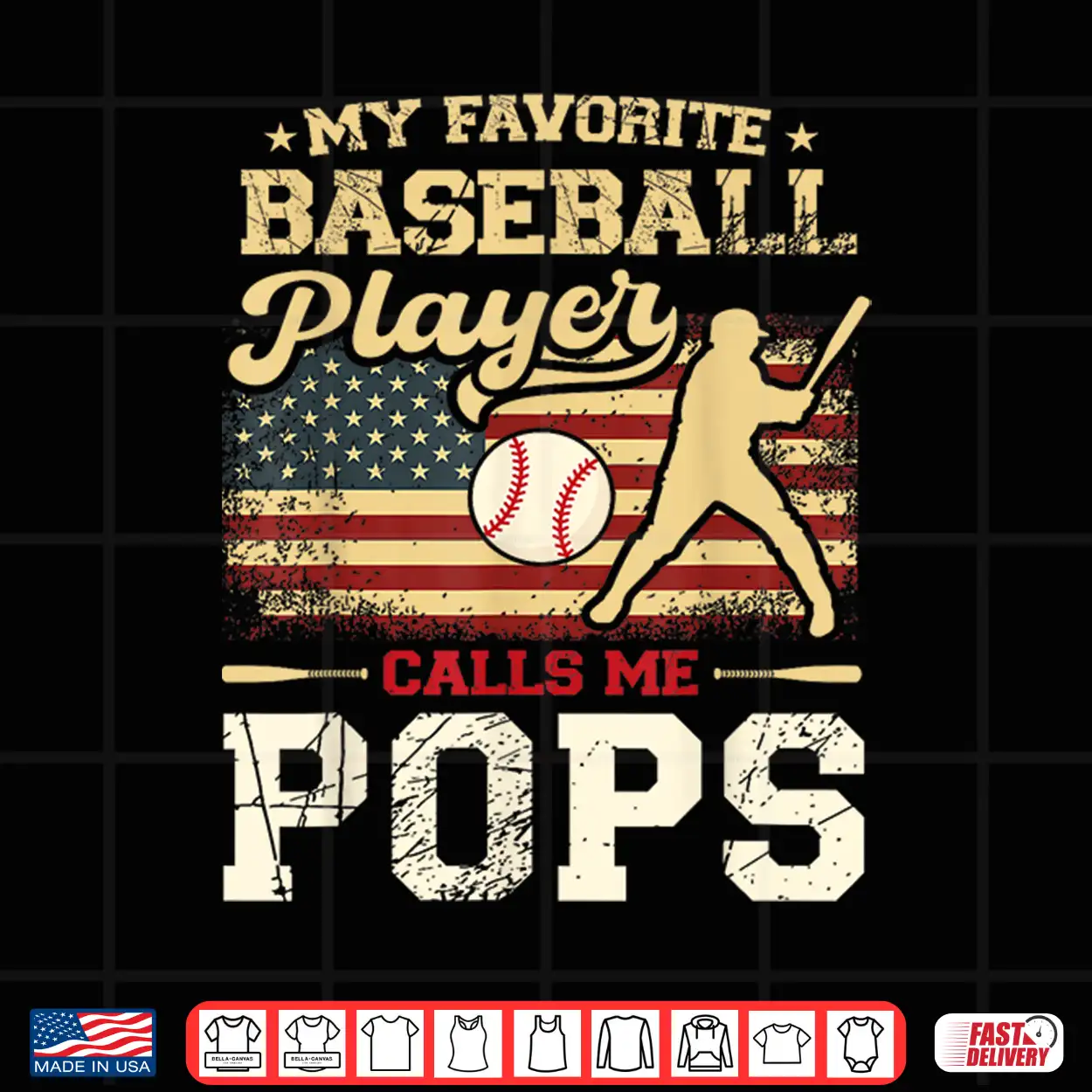 My Favorite Baseball Player Calls Me Pops Us Flag Shirt My Favorite Baseball Player Calls Me Pops Us Flag Shirt