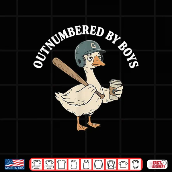 Design Outnumbered By Boys Baseball Mom Funny Goose Shirt