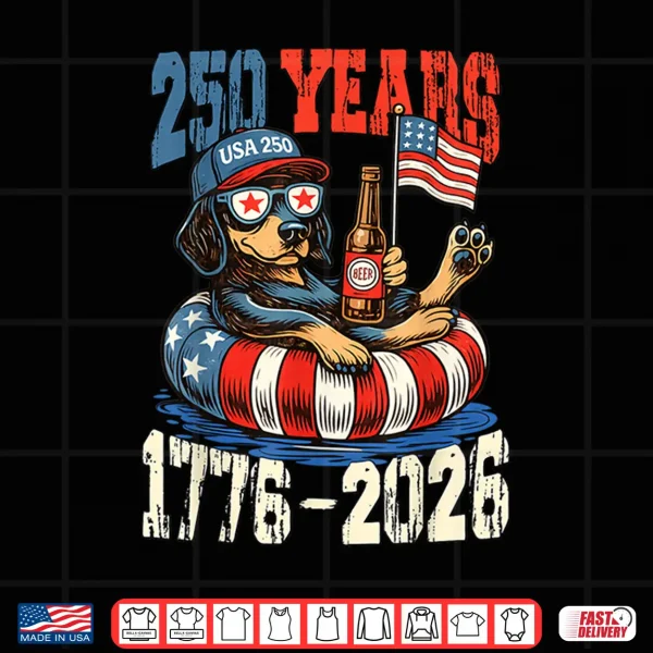 Design Patriotic Dog Dachshund 250th Anniversary 4th of July Retro Shirt