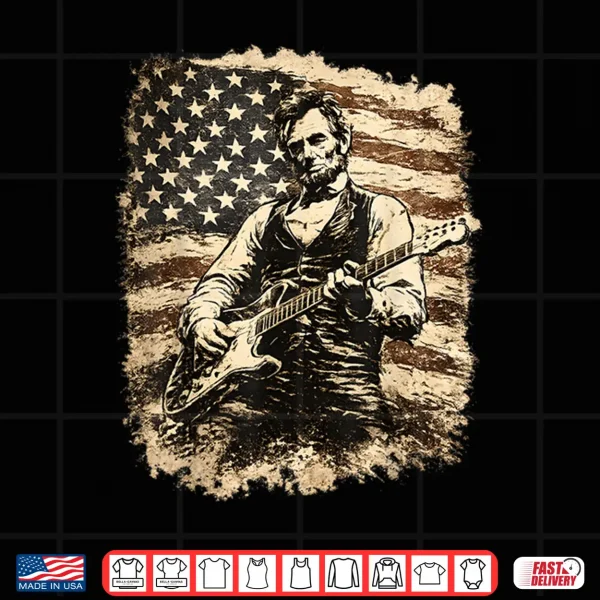Design President Abraham Lincoln Playing Guitar Abe Lincoln Shirt
