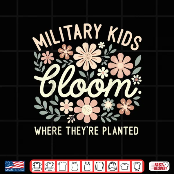 Purple Military Kid Dandelion Bloom Where They'Re Planted Shirt 4 Design Purple Military Kid Dandelion Bloom Where Theyre Planted Shirt