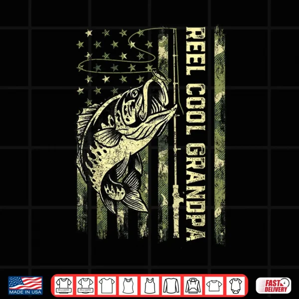 Design Reel Cool Grandpa Fisherman Camouflage Fathers Day Shirt