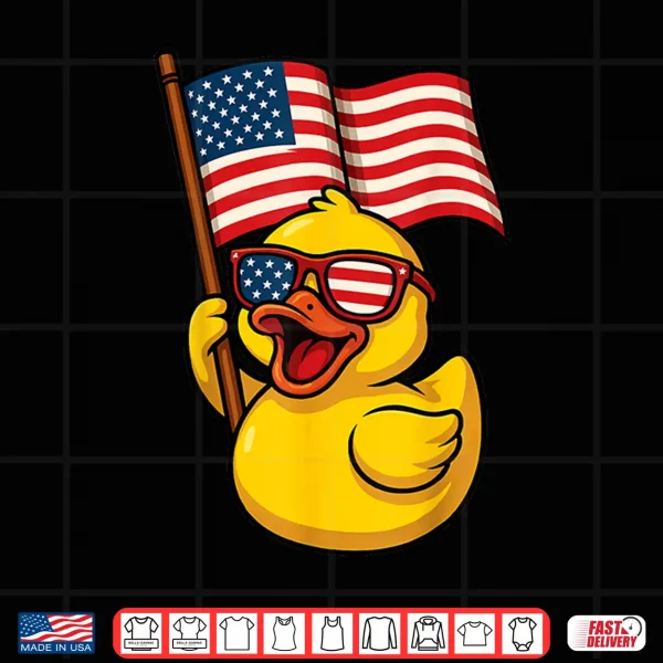 Design Rubber Duck USA Flag Independence Day Bath Duck Shirt