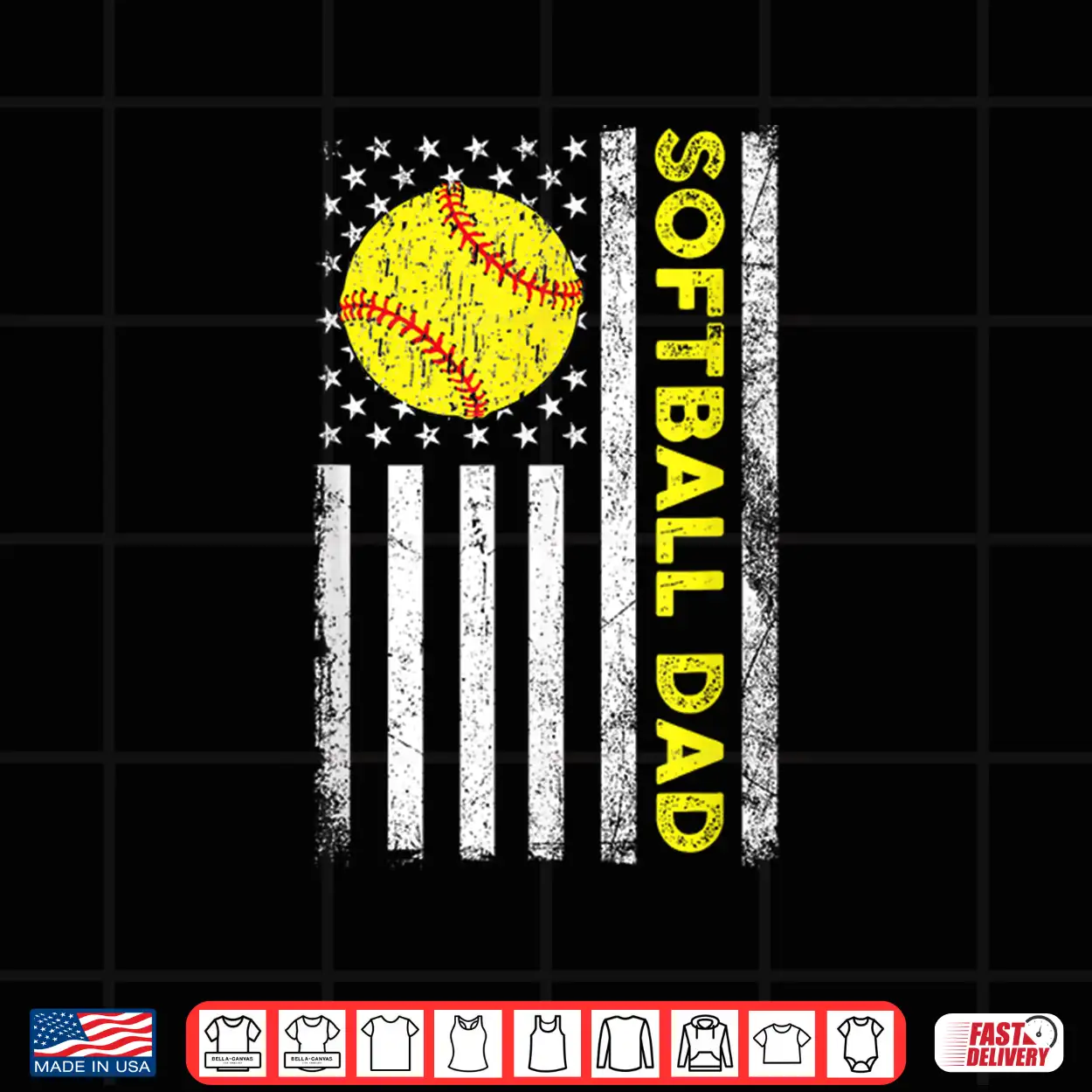 Softball Dad American Flag Fathers Day Shirt Softball Dad American Flag Fathers Day Shirt